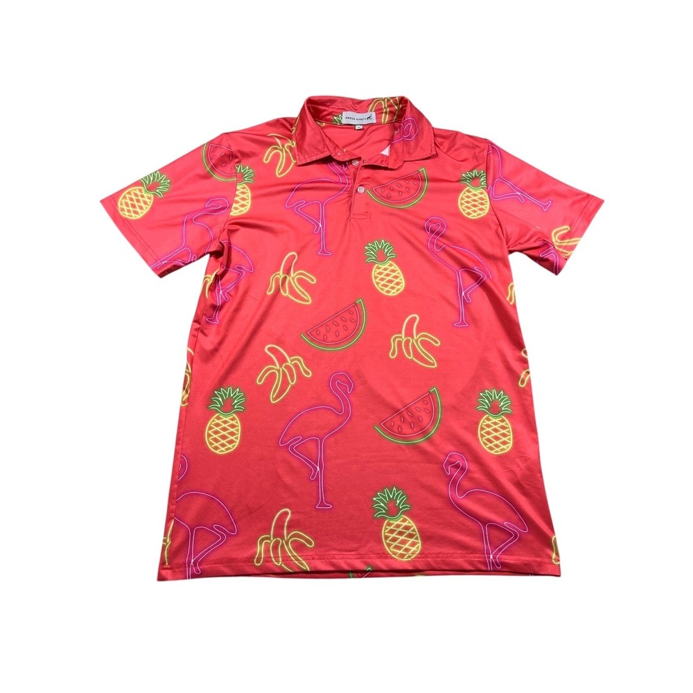 Proud Ninety Tropical Flamingo Polo Shirt Small Performance Golf Resort